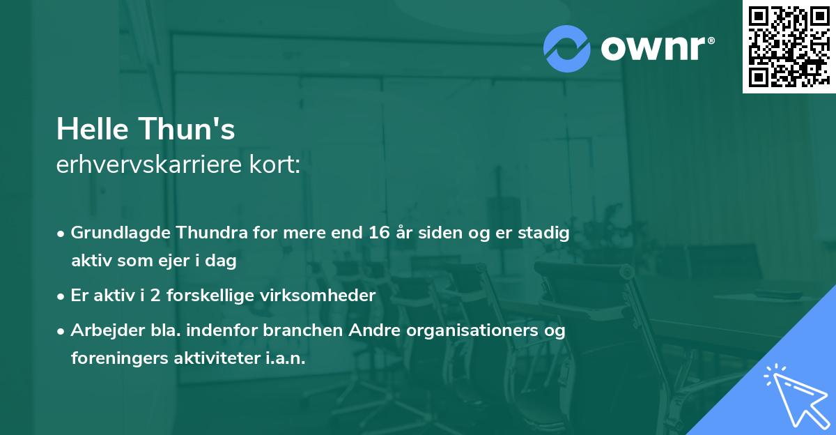 Helle Thun's erhvervskarriere kort