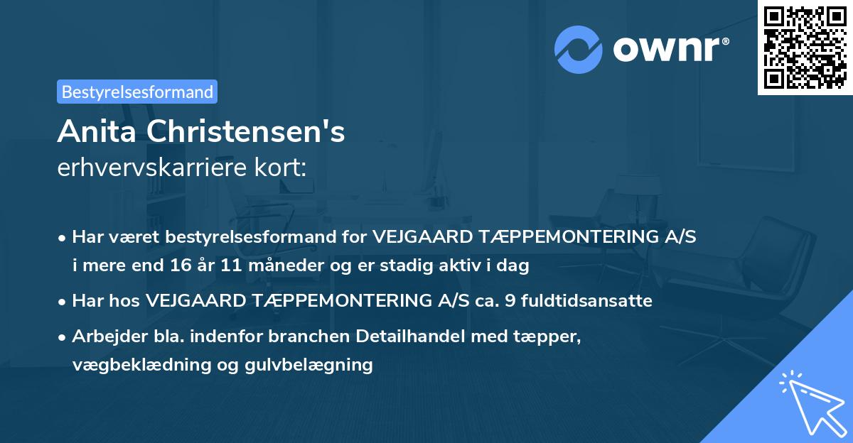 Anita Christensen's erhvervskarriere kort