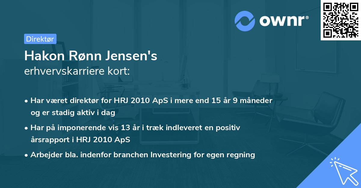 Hakon Rønn Jensen's erhvervskarriere kort