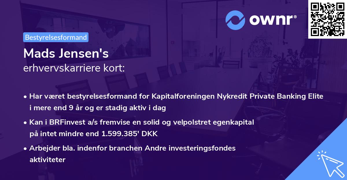 Mads Jensen's erhvervskarriere kort