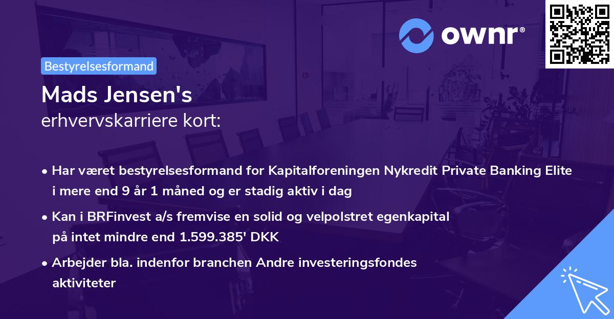 Mads Jensen's erhvervskarriere kort