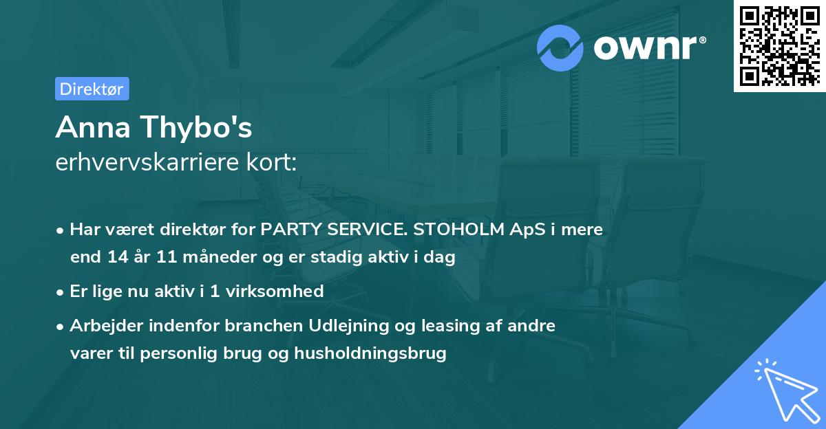 Anna Thybo's erhvervskarriere kort