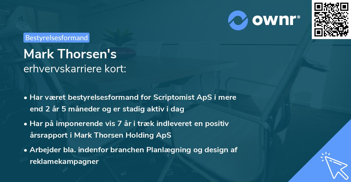 Mark Thorsen's erhvervskarriere kort