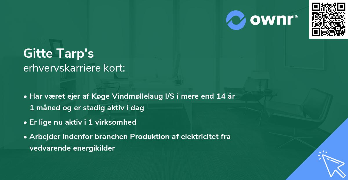 Gitte Tarp's erhvervskarriere kort