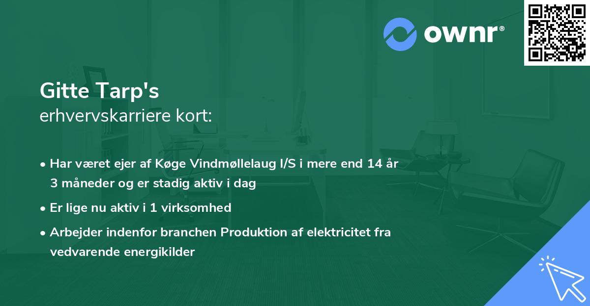 Gitte Tarp's erhvervskarriere kort