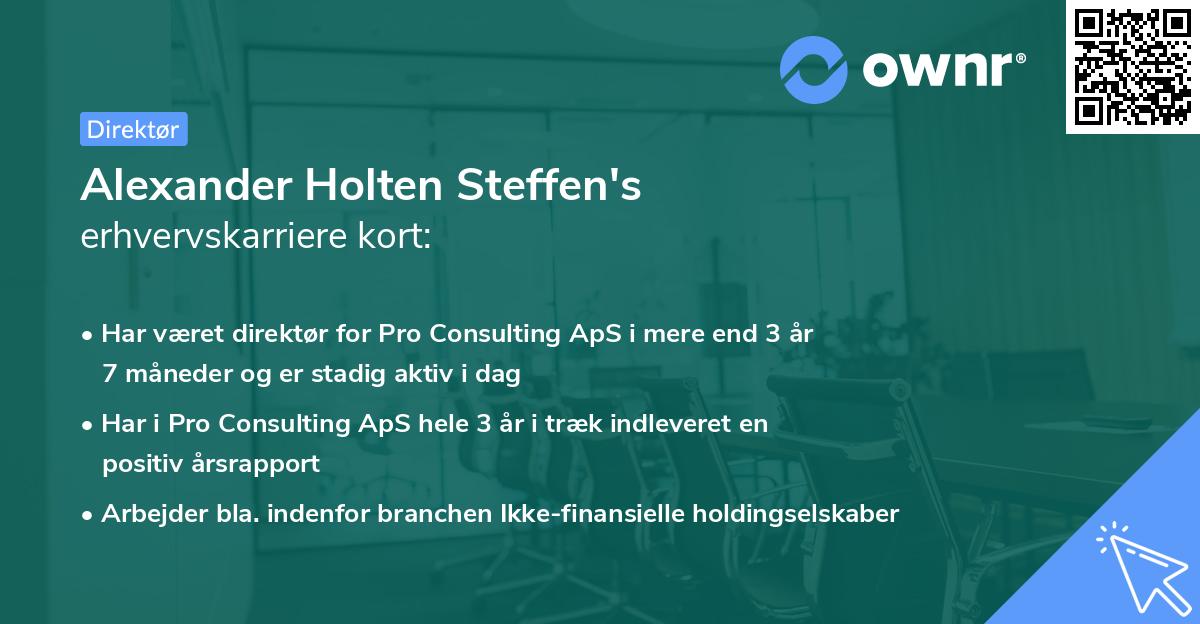 Alexander Holten Steffen's erhvervskarriere kort