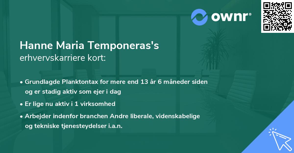 Hanne Maria Temponeras's erhvervskarriere kort