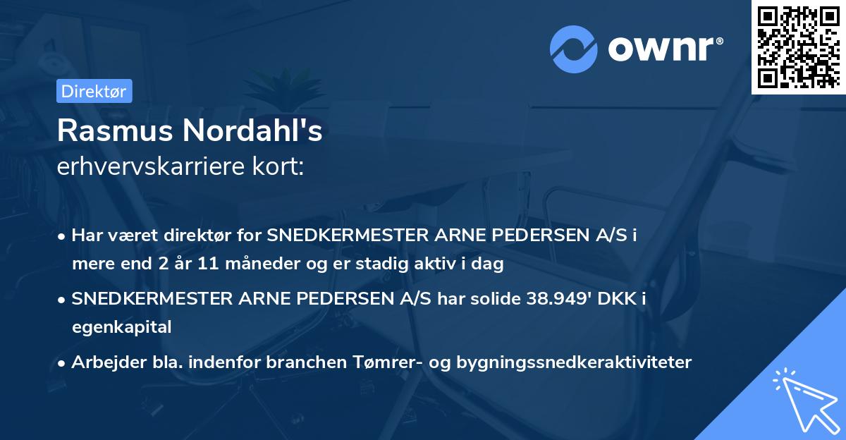 Rasmus Nordahl's erhvervskarriere kort