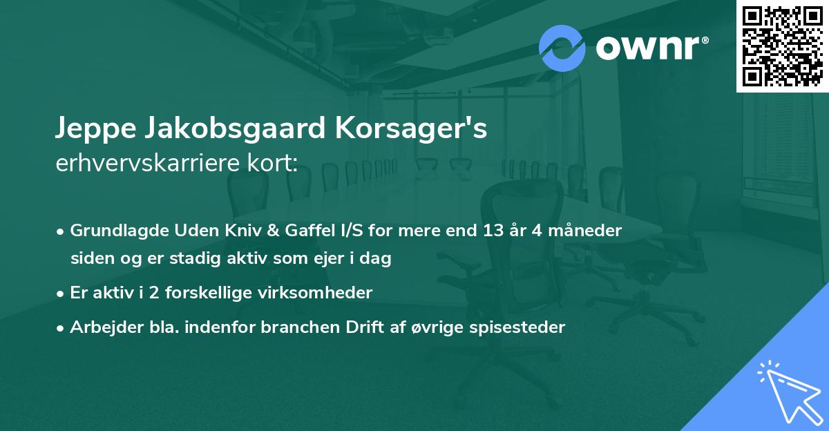 Jeppe Jakobsgaard Korsager's erhvervskarriere kort