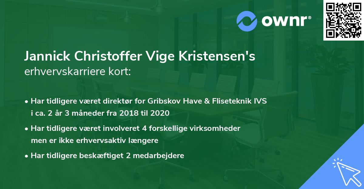 Jannick Christoffer Vige Kristensen's erhvervskarriere kort