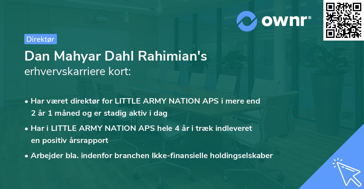 Dan Mahyar Dahl Rahimian's erhvervskarriere kort