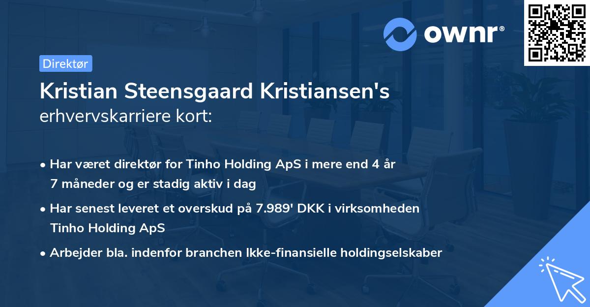 Kristian Steensgaard Kristiansen's erhvervskarriere kort