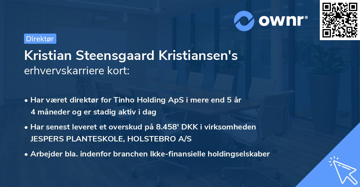 Kristian Steensgaard Kristiansen's erhvervskarriere kort