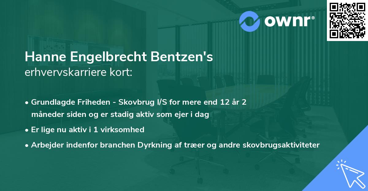 Hanne Engelbrecht Bentzen's erhvervskarriere kort