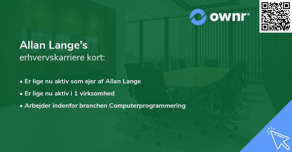 Allan Lange's erhvervskarriere kort