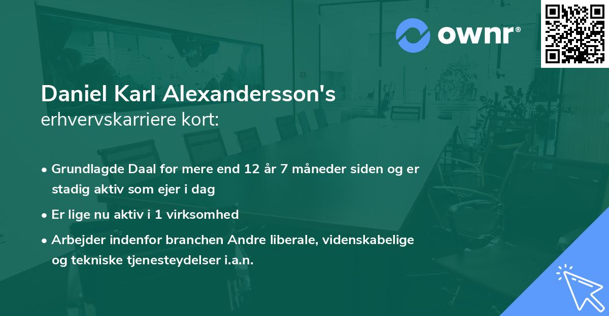 Daniel Karl Alexandersson's erhvervskarriere kort