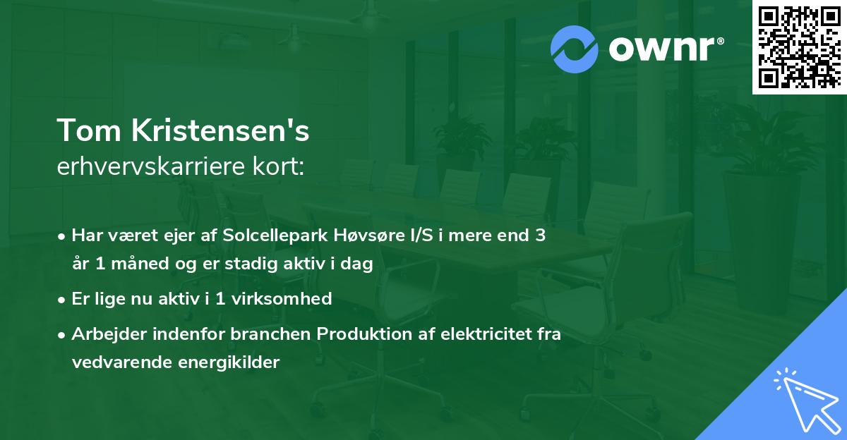Tom Kristensen's erhvervskarriere kort
