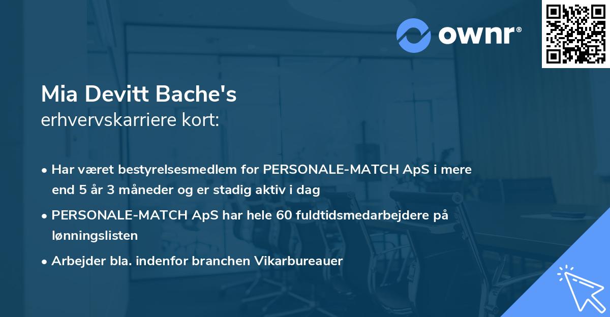 Mia Devitt Bache's erhvervskarriere kort