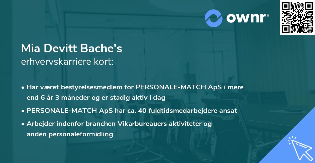 Mia Devitt Bache's erhvervskarriere kort