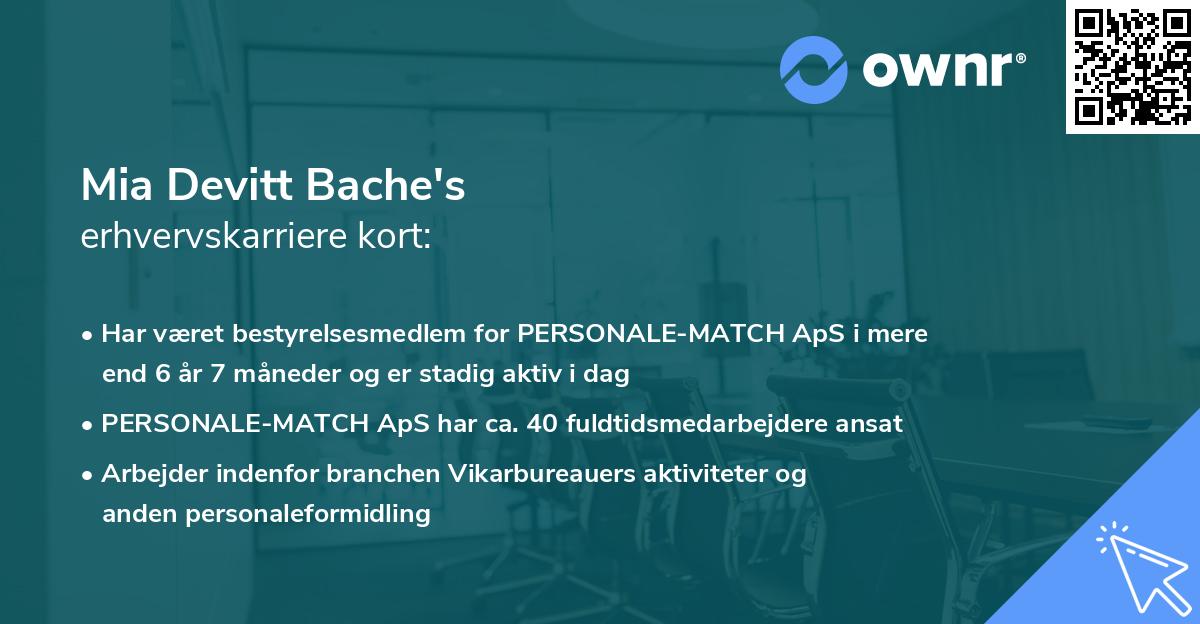Mia Devitt Bache's erhvervskarriere kort