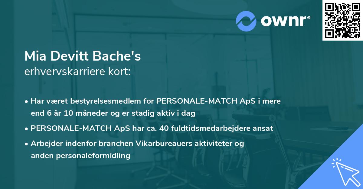 Mia Devitt Bache's erhvervskarriere kort