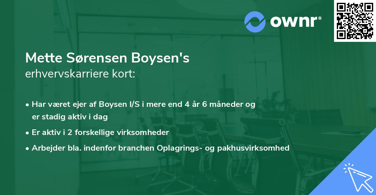 Mette Sørensen Boysen's erhvervskarriere kort
