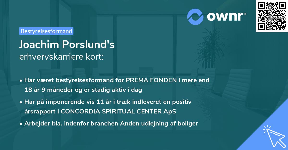 Joachim Porslund's erhvervskarriere kort