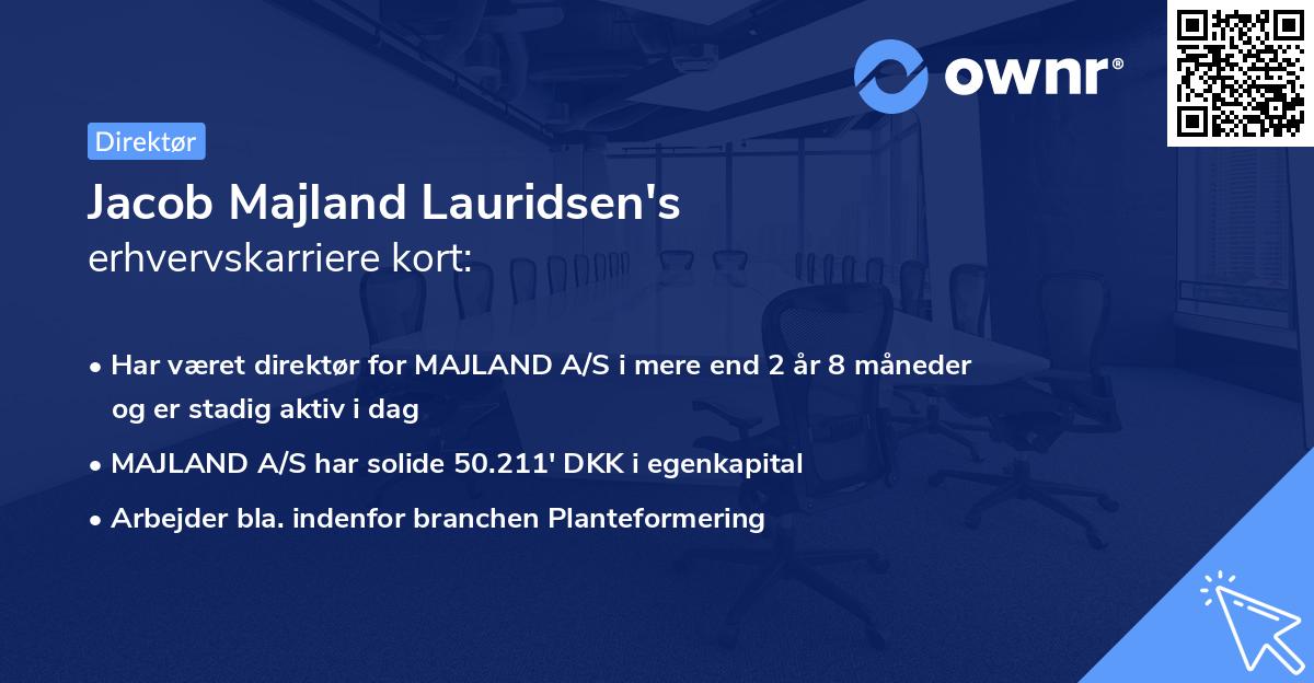 Jacob Majland Lauridsen's erhvervskarriere kort