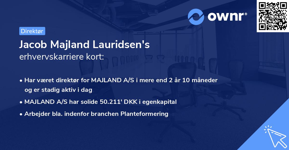 Jacob Majland Lauridsen's erhvervskarriere kort