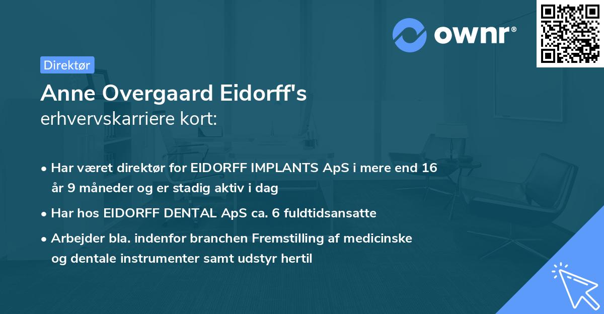 Anne Overgaard Eidorff's erhvervskarriere kort