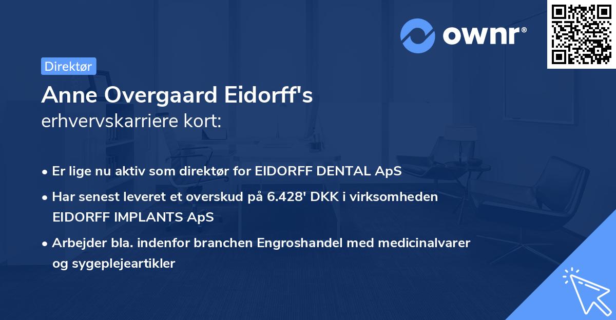 Anne Overgaard Eidorff's erhvervskarriere kort