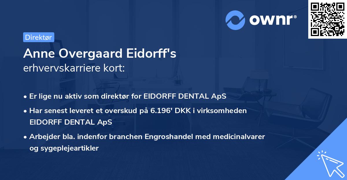 Anne Overgaard Eidorff's erhvervskarriere kort