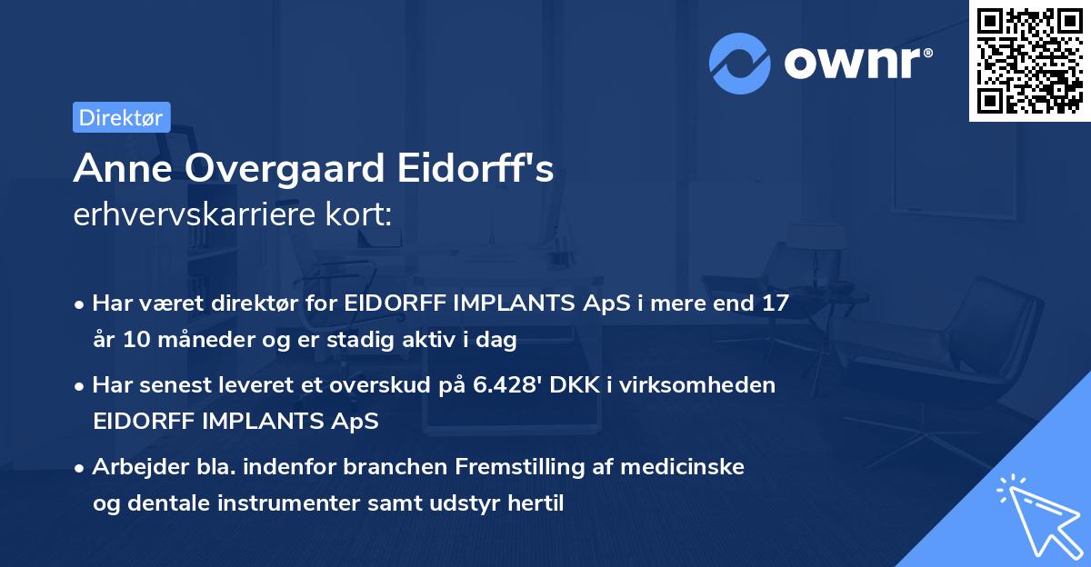 Anne Overgaard Eidorff's erhvervskarriere kort