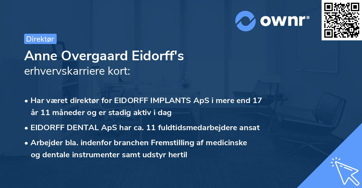 Anne Overgaard Eidorff's erhvervskarriere kort