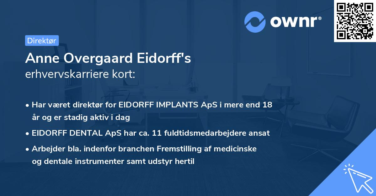 Anne Overgaard Eidorff's erhvervskarriere kort