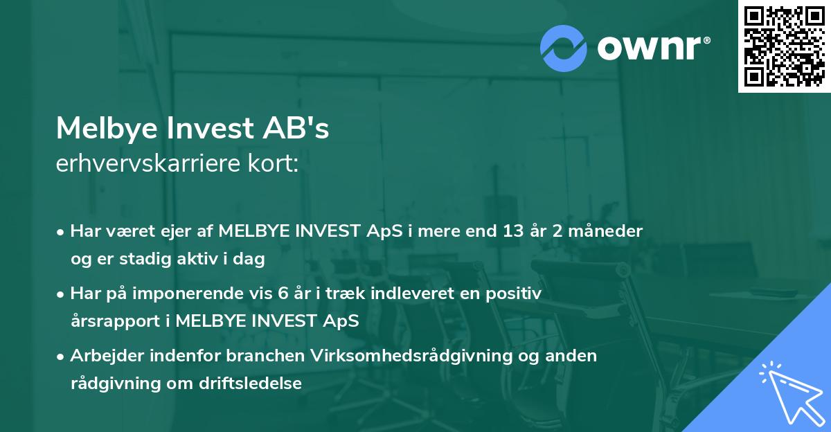 Melbye Invest AB's erhvervskarriere kort