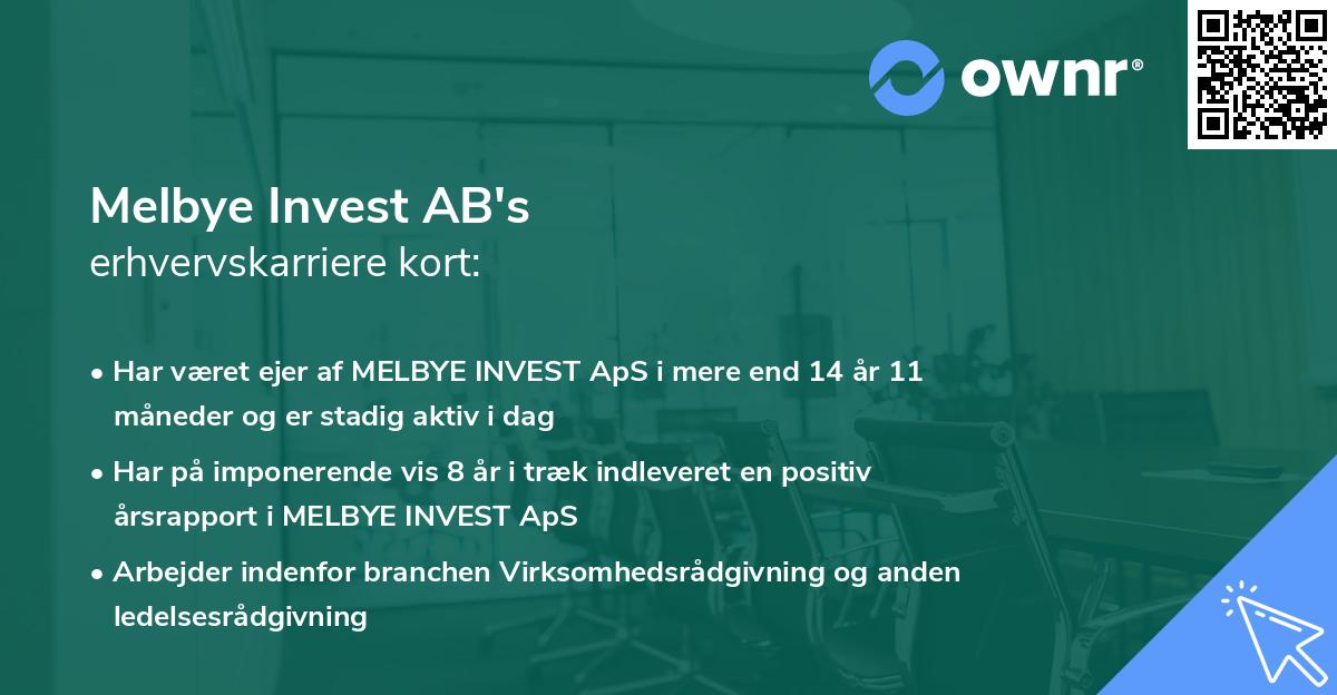 Melbye Invest AB's erhvervskarriere kort
