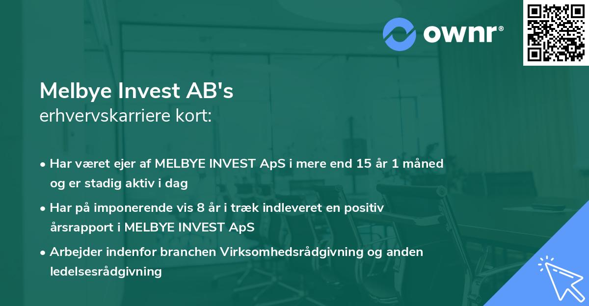 Melbye Invest AB's erhvervskarriere kort