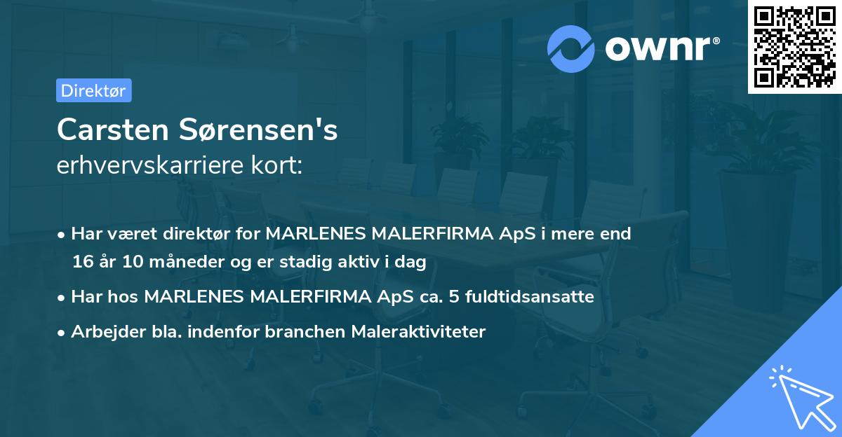 Carsten Sørensen's erhvervskarriere kort