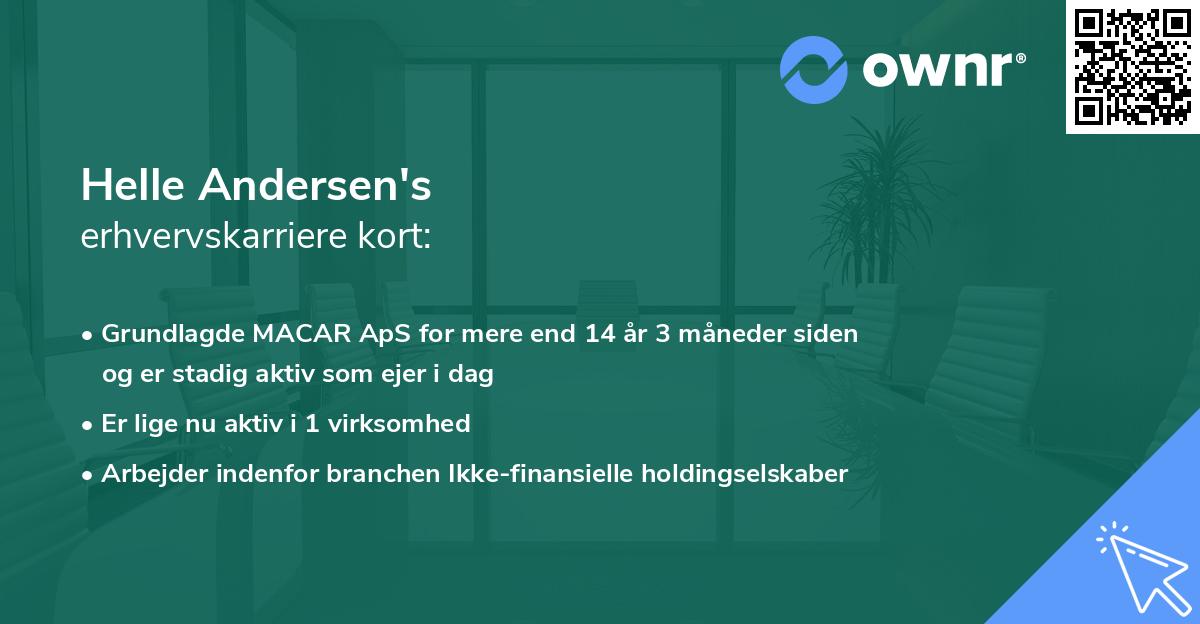 Helle Andersen's erhvervskarriere kort