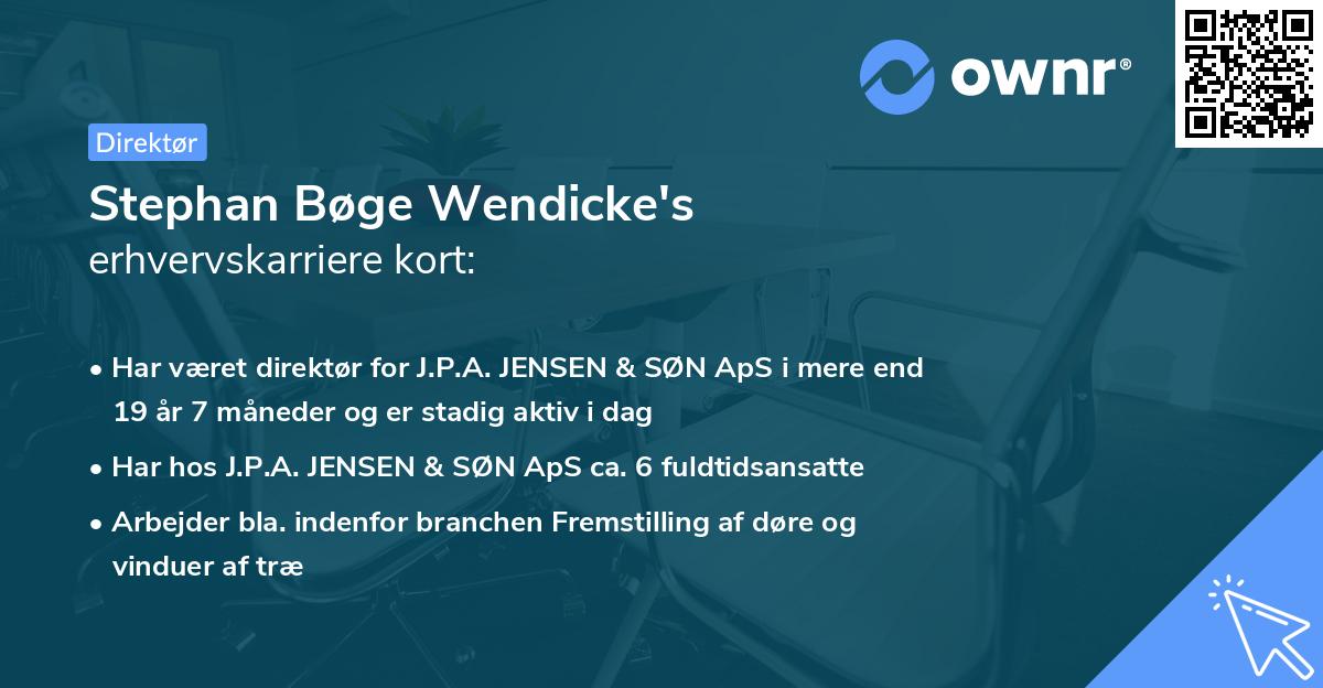 Stephan Bøge Wendicke's erhvervskarriere kort