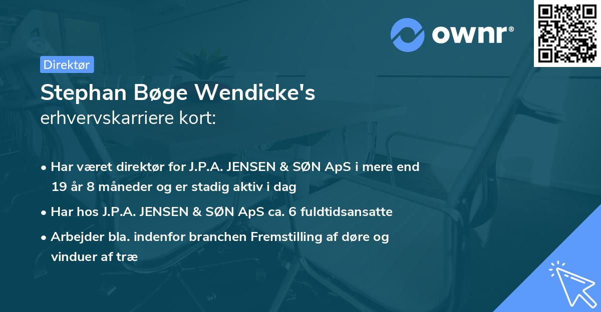 Stephan Bøge Wendicke's erhvervskarriere kort