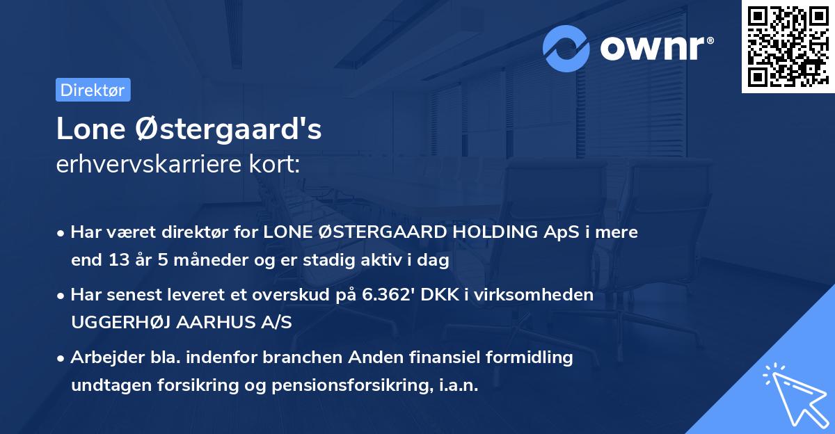 Lone Østergaard's erhvervskarriere kort