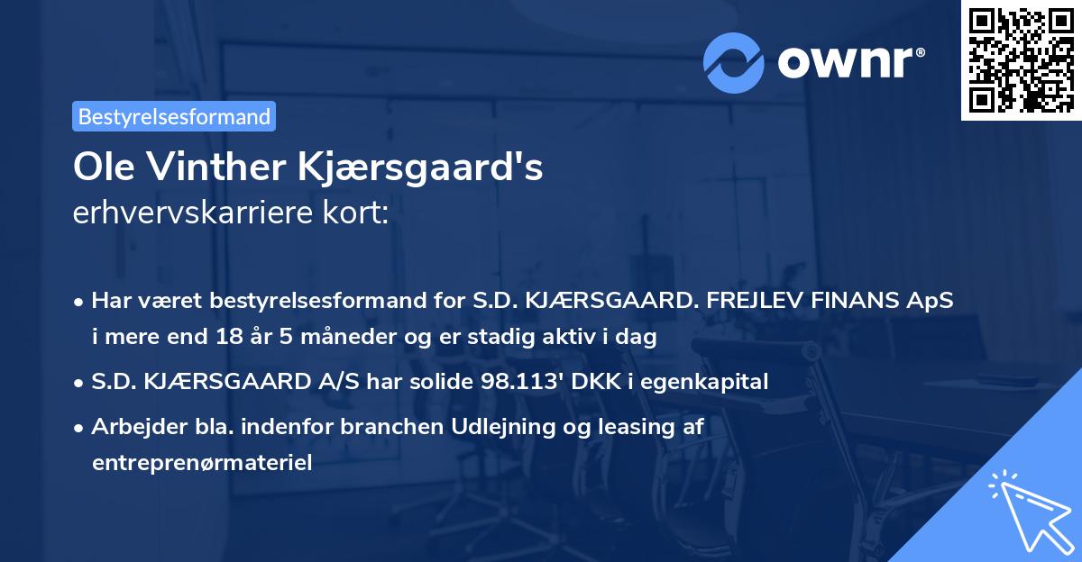 Ole Vinther Kjærsgaard's erhvervskarriere kort