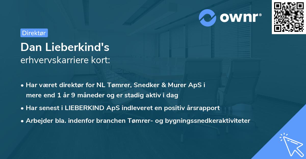 Dan Lieberkind's erhvervskarriere kort