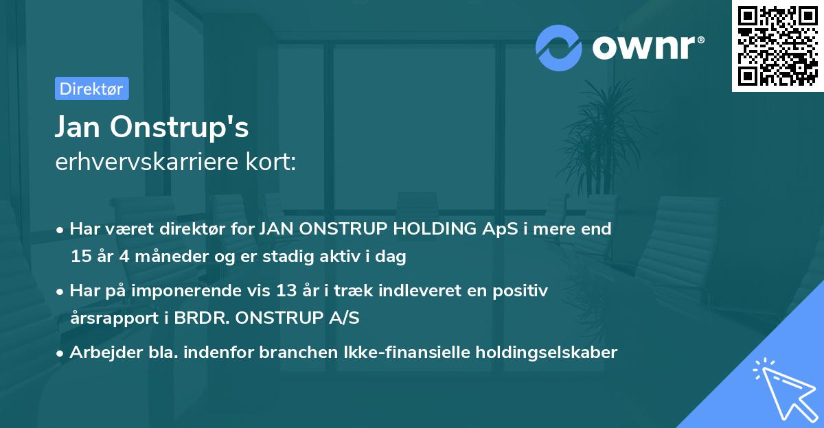 Jan Onstrup's erhvervskarriere kort