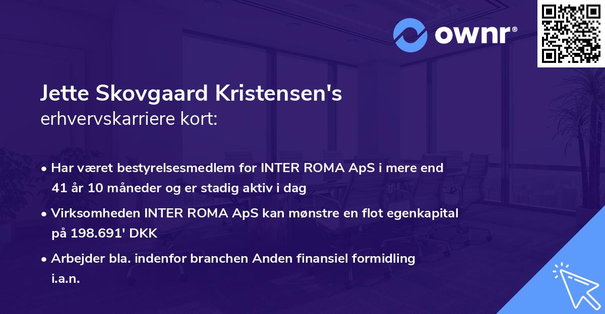 Jette Skovgaard Kristensen's erhvervskarriere kort