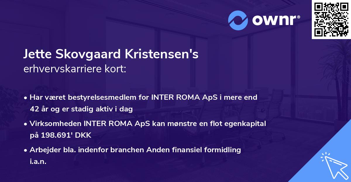 Jette Skovgaard Kristensen's erhvervskarriere kort