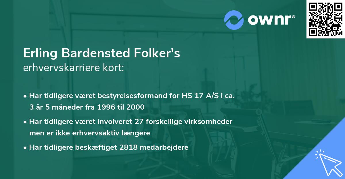 Erling Bardensted Folker's erhvervskarriere kort