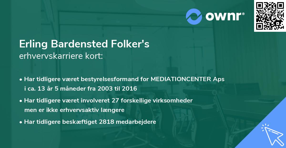 Erling Bardensted Folker's erhvervskarriere kort